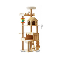 Cat House Multi-level Climbing Structure Scratching Posts Pet Condo Toys Durable Wood Construction Play Center Suitable for Living Room Bedroom