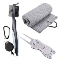 Golf Towel Brush Set 3-Piece Golf Club Cleaning Kit Metal Divot Tool for Golfers