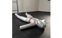 Hooded Head Combat Arts Training Mannequin Synthetic Leather Humanoid Training Mannequin Glossy Finish Waist Belt Detail
