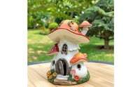 Solar Toadstool House Light Warm Glow Cottage Figurine Charming for Patio