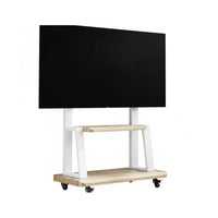 Floor TV Stand with Wheels Heavy Duty Mobile TV Cart Adjustable Viewing Carbon Steel Frame Sleek Wood Finish Suitable for Outdoor Conference Room Showcase Show Home Decoration