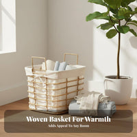 Cylindrical Woven basket with Handles adaptable Storage Basket Large Capacity