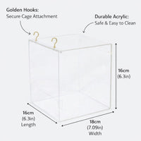 Bird Bath Box with Hooks, Transparent Acrylic Bird Bath Tub for Cage, Parrot Bath Box for Pet Bathin - Image 6