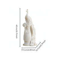 Peacock Sculpture with Pedestal Intricate Peacock Sculpture High-End Decor for Living Room, Entryway