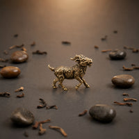 Brass Goat Figurine Small Brass Tea Pet Mini for Office Shelf, Display Cabinet