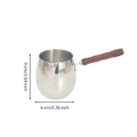 Wood Handle Latte Art Pitcher Pointed Spout Egg Shaped Milk Warmer Pot for Cafe