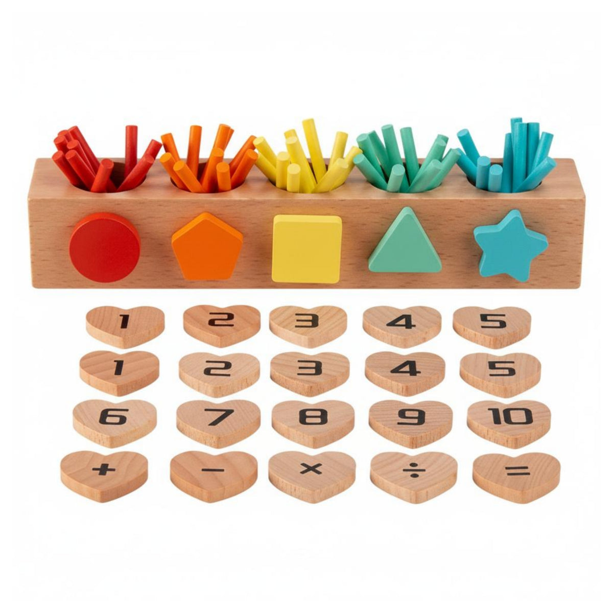 Number Shape Sorting Board Multi-Function Wooden Educational Toy Wood Educational Toy for Young Children, Preschoolers, Classroom