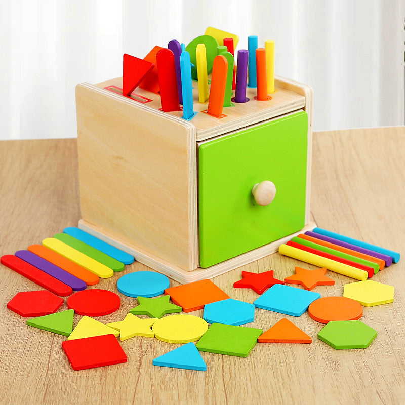 Wooden Educational Coin Box for Color and Shape Recognition