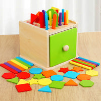 Wooden Educational Coin Box for Color and Shape Recognition
