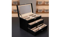 PU Leather Eyewear Storage Box Large Capacity Leather Eyewear Display Case 3-Tier Glasses Display Case Clear View Lid for Women