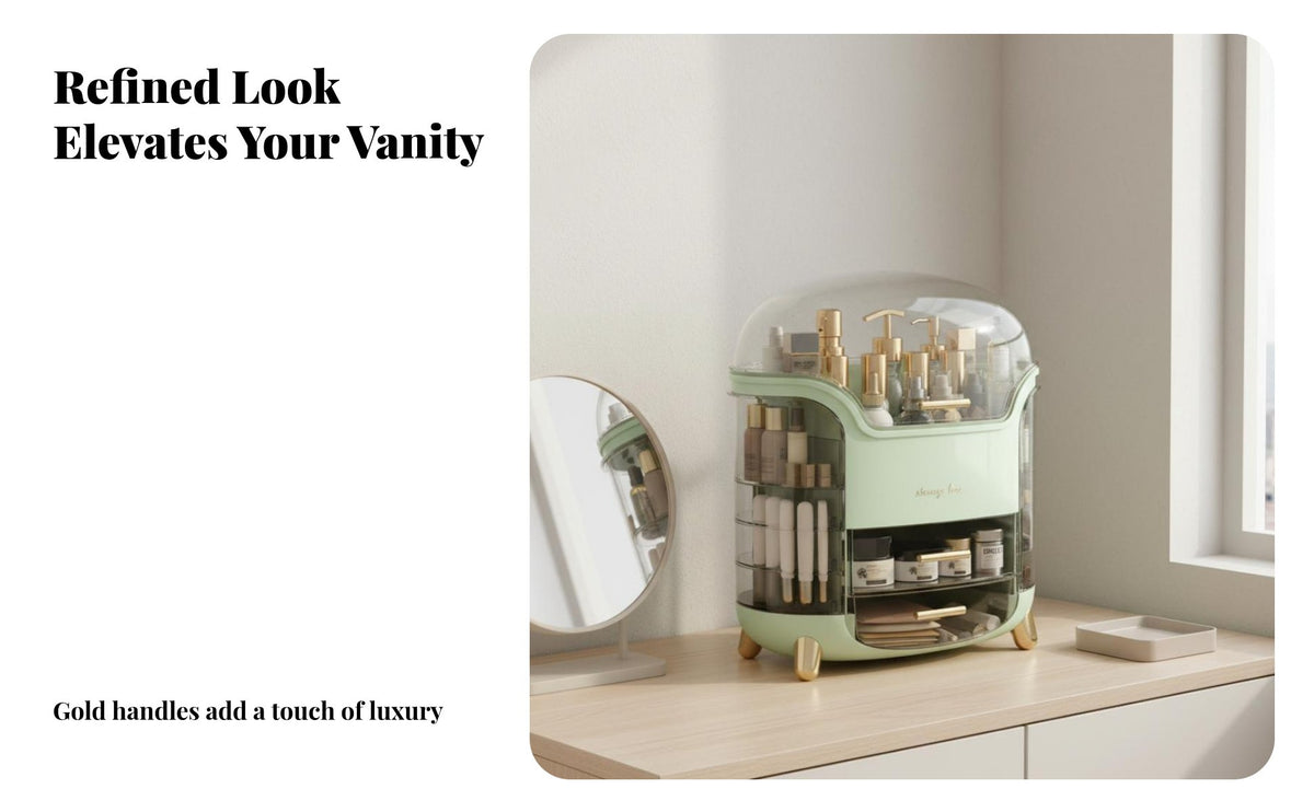 Large Capacity Multi-Drawer Cosmetic Container Dust-Proof Footed Cosmetic Organizer with Drawers Transparent Lid Facial Care Carrier Stylish Design for Makeup Enthusiasts, Students, Adults, Dressing Table, Dresser, Bedroom, Bathroom