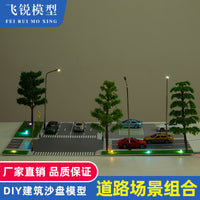 Sand Table Scene Building Model with Light, Parking Lot Simulation, City Street Assembly Kit