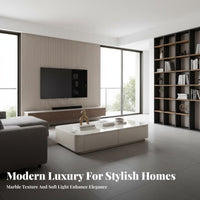 Contemporary Television Cabinet Coffee Table Set Construction Minimalist Media Console Rounded Corner Design Low Profile TV Stand with Storage