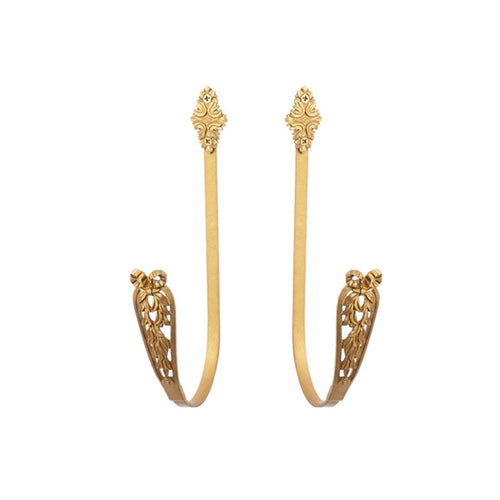Curtain Holdback with Ornamental Gilded Ornamental Top Side Holder Wall-Mounted Hardware for Bedroom