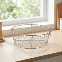Stainless Steel Colander with Feet Handwoven Colander with Resting Feet Lightweight Wire Mesh Basket for Kitchen Sink, Countertop, Pantry