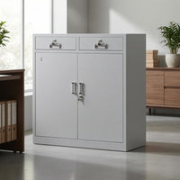 Metal Office Cabinet Double Door Lockable Storage Cabinet Low Profile