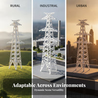 Miniature Model Pylon Lattice-Style Power Line Pylon White for Hobbyists, Train Layouts, Dioramas, Architectural Displays