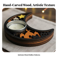 Holiday Themed Star Shaped Candle Holder Hollow-out Pattern Moon Shaped Candle Holder Elegant Design for Bedroom, Meditation Space, Wedding