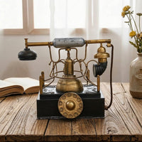 Creative Vintage Telephone Decor Sturdy Decorative Phone with Rotary Dial Sturdy Industrial Telephone Model Stable for Office Desk, Photo Studio