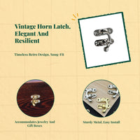 Hasp Lock, Vintage Bronze Clasp, Jewelry Box Latch, Decorative Hardware for Wooden Case, Cabinet, Organizer