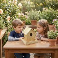 Birdhouse with Perch Sloped Roof Wooden Bird House Simple for Backyard, Birds