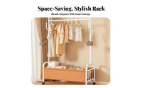 Multi-Functional Rolling Clothes Rack On casters Rolling Clothes Rack with Shelf Portable Clothing Organizer Space-Saving for Students, Renters, Homeowners, Bedroom, Dorm Room, Entryway, Closet