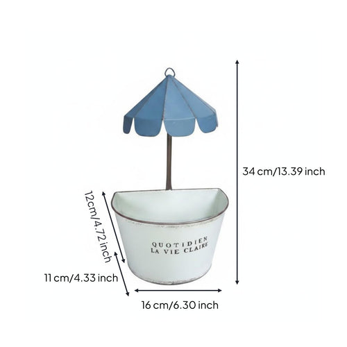 2 Pieces Umbrella Wall Planter Iron Art Metal Umbrella Planter Decorative
