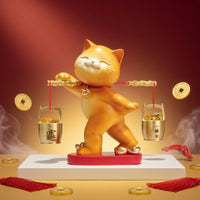 Cat Statue with Hanging Buckets Decorative Sculpture Smiling for Homeowners