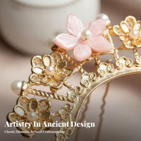 Traditional Chinese Attire Headpiece Sweet Design Rose Bead Fluttering Crown Fluttering Hair Crown Vintage Inspired Ancient
