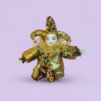 Handmade Court Entertainer Doll Ornate Costume Sitting Court Entertainer Ornament Exquisitely Painted Face Handmade Porcelain Clown for Collectors