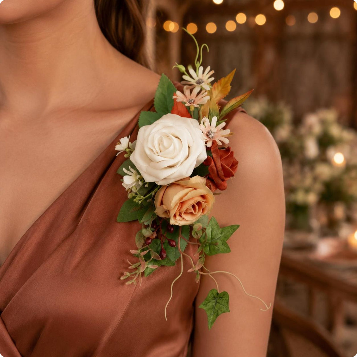 Wedding Shoulder Corsage Clip on Floral Accessory Easy to Reshape for Banquet
