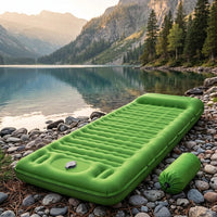 Inflatable Mattress and Air Bed for Camping Equipment, Portable Air Mattress with Foot Pump, 12cm Thick Camping Roll Mat, Durable Hiking Gear