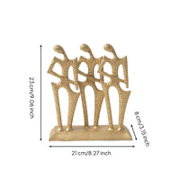 Character Ornament Gold Metal Sculpture Textured Decor for Homeowners