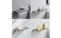 Wall-Mounted Shelf Rustproof Stainless Steel Shelf Shelving Naildrill-Free Storage Easy to Clean for Renters, Bathroom, Kitchen