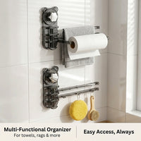 Wall-Mounted Towel Rack for Household Use with 180-Degree Rotating Design, Dish Cloth Holder and Hanging for Sink Area, Tea Storage