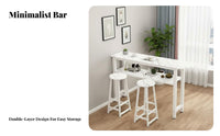 3 Pieces Space-Saving Narrow Counter Height Dining Set Modern Design High Top Table and Chairs Set Multi-Functional Narrow Sofa Table with Stools Stable Steel Frame for Apartment Dwellers, Homeowners, Students, Small Areas, Living Room, Breakfast Nook