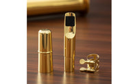 Gold Finish Tenor Sax Mouthpiece Set Easy to Install Tenor Sax Mouthpiece Fast Reactivity Music Instrument Accessory Bright Sound for Beginners, Practice, Performance
