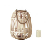 Lantern with Electronic Candle Japandi Rattan Candle Holder Decorative