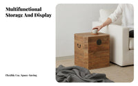 Decorative Wooden Trunk Wabi-Sabi Design Rustic Wooden Trunk Multi-Functional Hinged Lid for Interior Designers, Living Room
