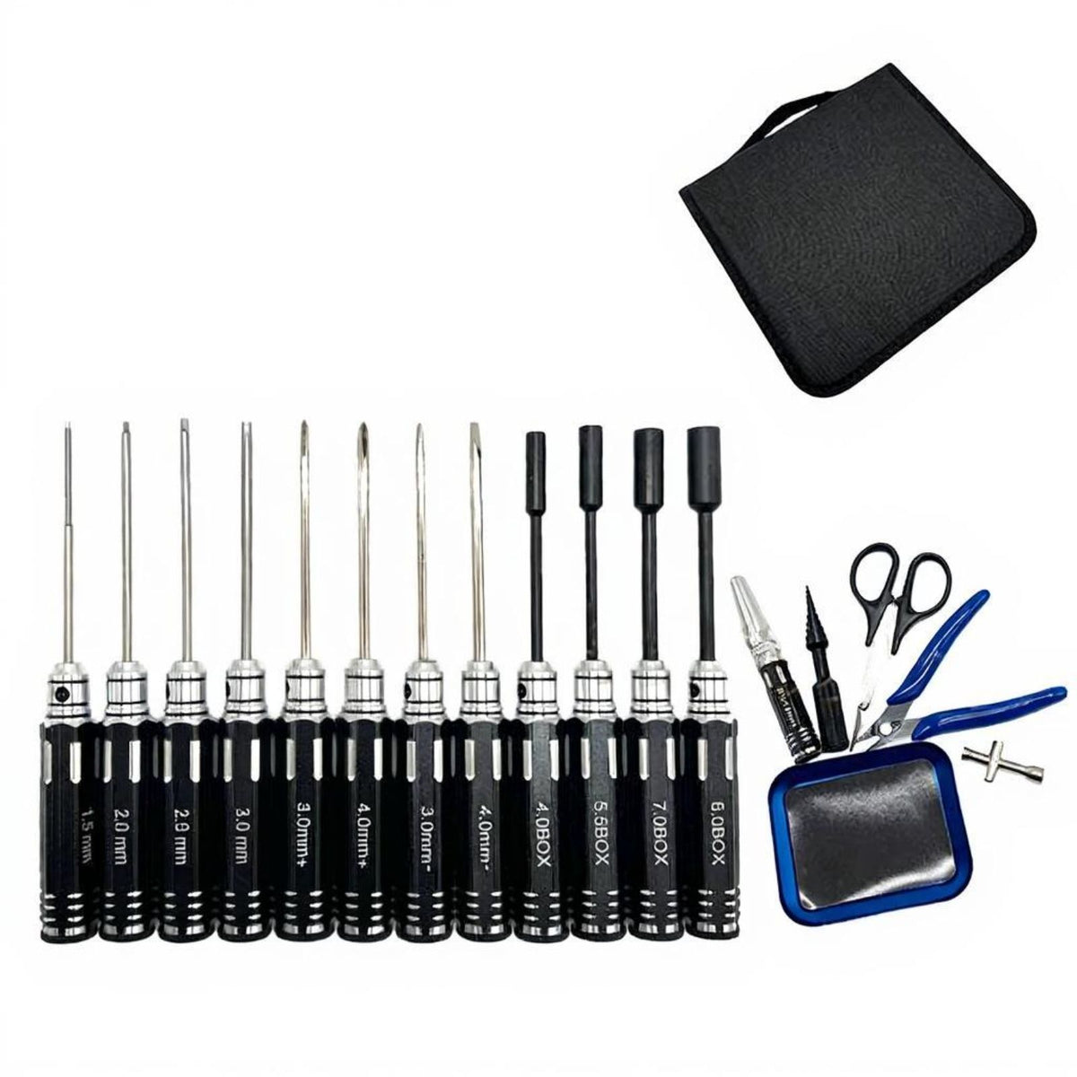 precise Screwdriver Set, RC Model Tool Kit, High-Speed Steel, Chromium Coated, Magnetized, Multi-Spec, Suitable for Repairing RC Cars, Drones, Helicopters, and Mecha miniature.