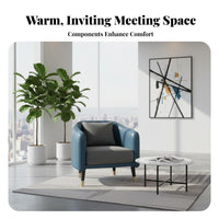 5 Pieces circular table with 4 Upholstered Chairs Comfortable Seating Reception Furniture plushLike Upholstery Curved Backrest