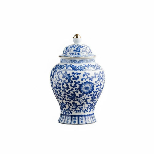 Chinese Blue and White Porcelain Jar Airtight Seal for Kitchen