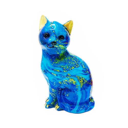 Resin Cat Figurine Hand-Painted Cat Figurine Tabletop for Shelf Display