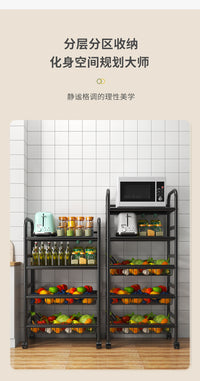 厨房置物架落地多层微波炉锅具家用架子多功能小推车收纳架储物架
