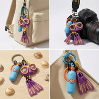 Beach-Inspired Scuba Keychain with Carabiner Lightweight Diver Keychain with Mini Cylinder Compact Silicone Bag Charm with Charms Portable for Backpacks