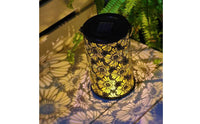 Chrysanthemum Cutout Lantern Waterproof Hollow Metal Solar Lantern for Pathway