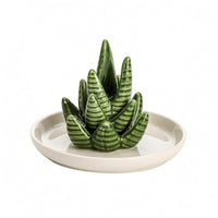 Ceramic Band Holder Botanical Shaped Ceramic Jewelry Tray Glazed Finish