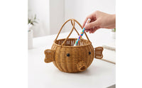 Handwoven Storage Basket with Handle | Portable, Imitation Rattan Basket, for Playroom