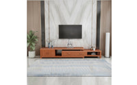 Modern Extendable TV Stand Space Saving Low-Silhouette Media Console Spacious Solid Wood TV Cabinet Sturdy for Apartment Dwellers, Living Room