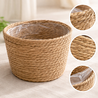 Woven Flower Pot Basket, Nordic Style Hug Bucket for Living Room Balcony Decor, Green Plant Pot Cover